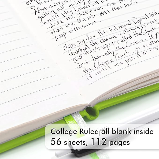 feela 3 Pack Pocket Small Notebook Journals, Mini Cute Memo Notepad Hardcover College Ruled Lined Journals with Pen Holder for Women Girls Office School, with 3 Black Pens, 3.5”x 5.5”, A6, Green