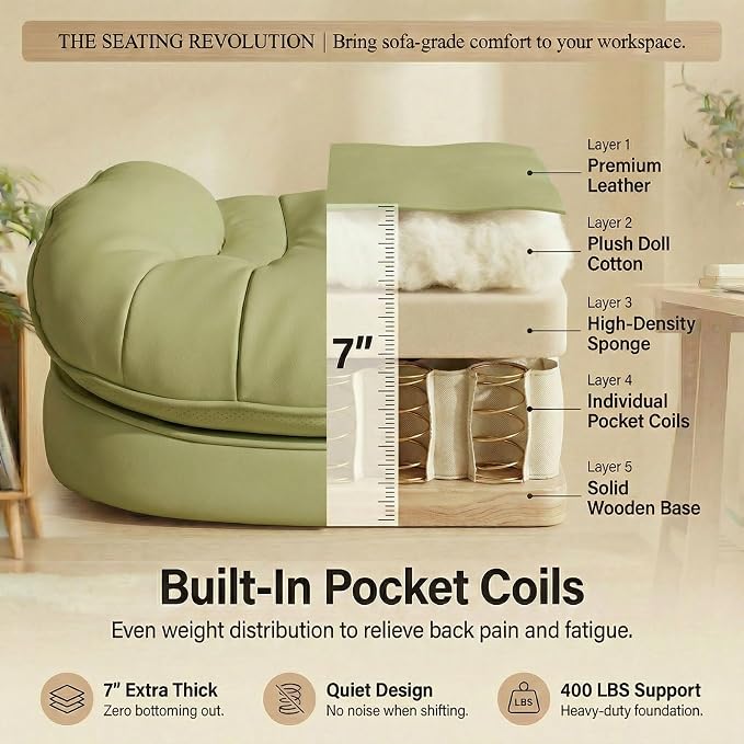 Efomao Big & Tall Desk Chair, Wide Executive Office Chair with Footrest Green