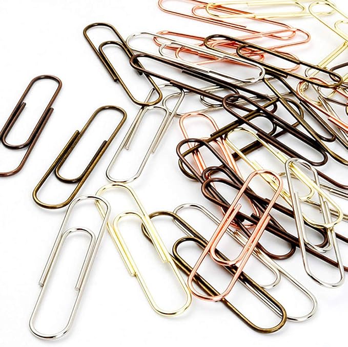 50 Pieces 50 mm Metal Paper Clips for Office School and Personal Use (Bronze)