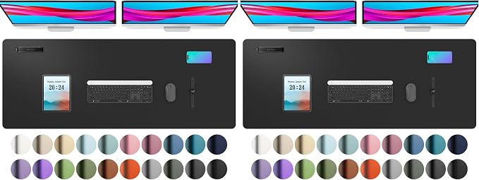 Aothia Leather Desk Pad Protector, Mouse Pad, Office Desk Mat, Non-Slip PU Leather Desk Blotter, Laptop Desk Pad, Waterproof Desk Writing Pad for Office and Home (48"x17", Black) (Pack of 2)
