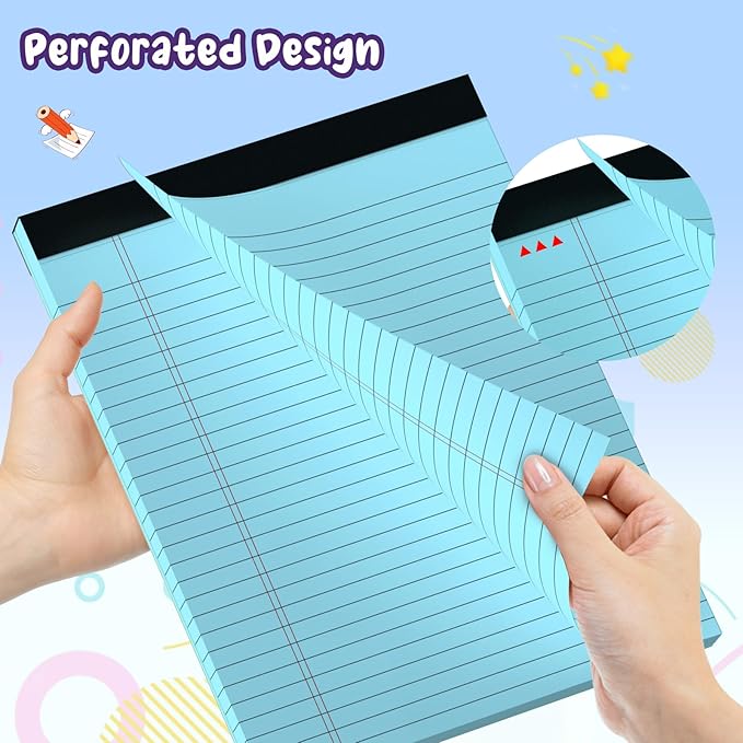 5 pcs Legal Pads 8.5 x 11 Note Pads, Colored Legal Notepads 8.5 x 11, Notebook Wide Ruled Paper, Micro Perforated Writing Pads, Lined Paper Pads, Pad of Paper for Office Home School, 30 Sheets/Pack