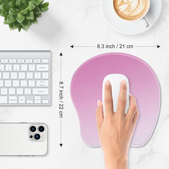 ITNRSIIET Mouse Pad Non-Slip Rubber Base Smooth Surface Stitched Edges Waterproof Durable Compatible with All Mice for Office & Gaming, Desk Accessory, 8.7x8.3x0.12 inch, Blush Gradient