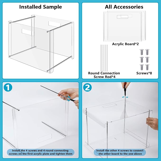Dispowreath 24 Hanging File Folders Acrylic Desktop Organizer,White | Clear Acrylic Box with Handles, Letter A4 Compatible, Colorful Tab Labels Included, for Classroom Office,Back to School