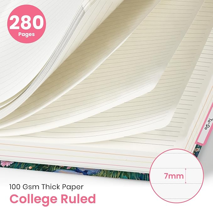 Spiral Notebooks for Work 5 Subject Notebook with Removable Dividers | Aesthetic Hardcover Journal for Women 8.5" x 11" College Ruled 280 Pages Journal for School & Note Taking, Dreamscape Hills
