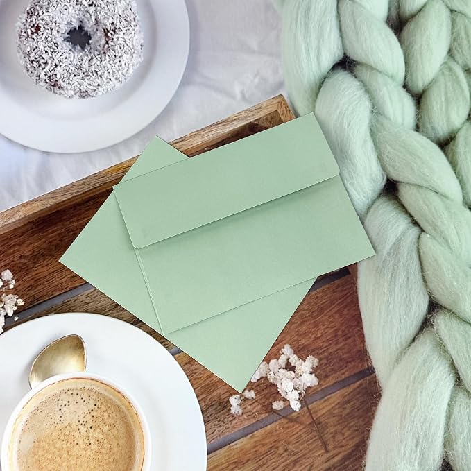 100 Packs 5x7 Sage Green 5x7 Envelopes, A7 Envelopes for Invitations