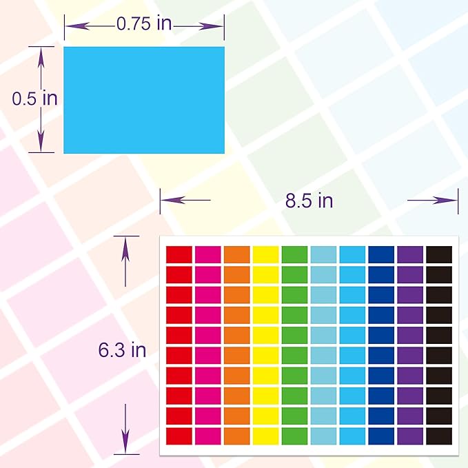YSHIHE Colored Labels 2500 Pcs - 10 Color Stickers 1/2" x 3/4" Price Sticker for File Folder Tabs, Garage Sale, Price tag etc