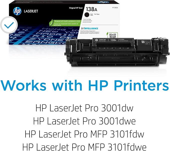 HP 138A Black Toner Cartridge | Works LaserJet Pro 3001 Series, LaserJet Pro MFP 3101 Series | W1380A,(Pack of 2)