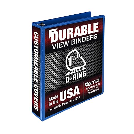 Samsill Durable 1.5 Inch Binder, D Ring Binder, 100% Recycled Chipboard, Blueberry