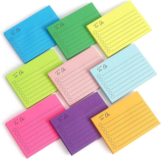 Eastern Wolf to Do List Sticky Notes, 3x4 in, 9 Neon Colors, 50 Sheets/Pad | Bright, Adhesive Memo Sticky Notes Notepad，Eye-Catching, for Planning & Reminders