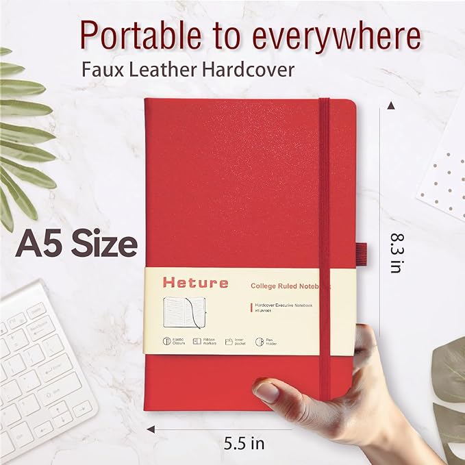 Hardcover Notebooks, 6 Packs A5 Lined Journals Notebook for Writing 160 Pages, 8.2 x 5.5 inch, Classic Ruled Notebooks for College/Work/Travel (Assorted Color-6 Pack)