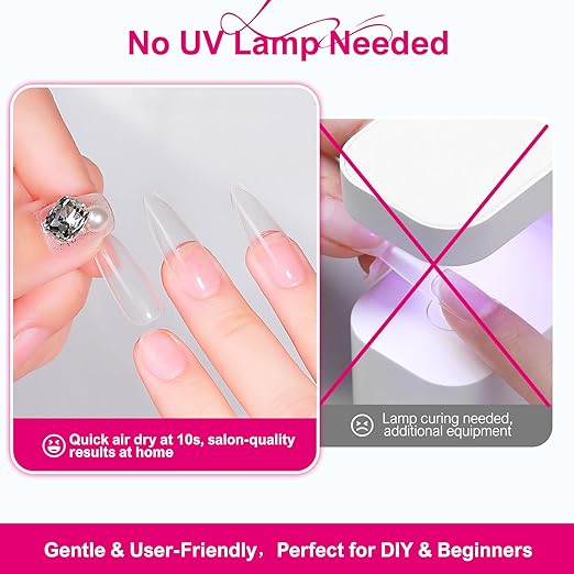 Nail Glue for Press On Nails 6ml x 6Pcs, Semi Solid Nail Glue No UV Light Needed Super Strong Glue Mini Tubes Quick Drying Gel Long Lasting for Fake Acrylic Nails