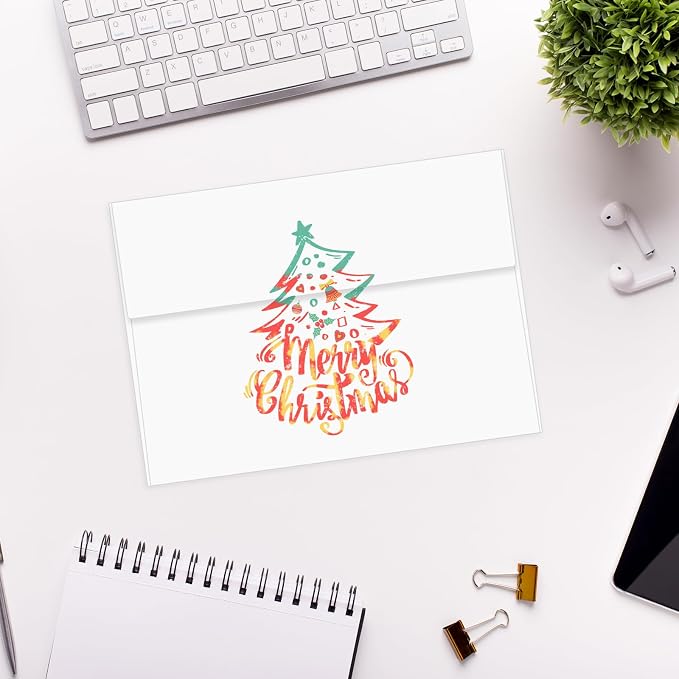 200 Packs 5x7 White Envelopes, A7 Envelopes for Card Invitation | 120gsm envelopes, 5.25x7.25 inch fits 5x7 cards, peel & press, for weddings/cards/baby shower/photos/graduation/postcards