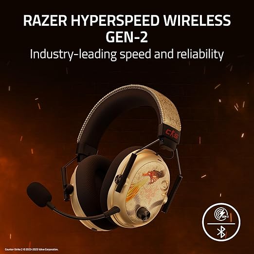 Razer BlackShark V3 Pro Wireless ANC Gaming Headset for PC: Full Band Mic - 50mm Drivers - 2.4 GHz, Bluetooth, USB, 3.5mm - Works with Mac, PS5, Nintendo Switch, Smartphone - Counter-Strike 2 Edition