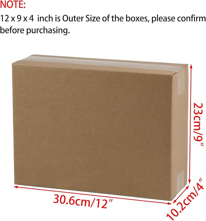 12x9x4 Inches Shipping Boxes, Brown Corrugated Cardboard Boxes for Small Bussiness, 25 Pack