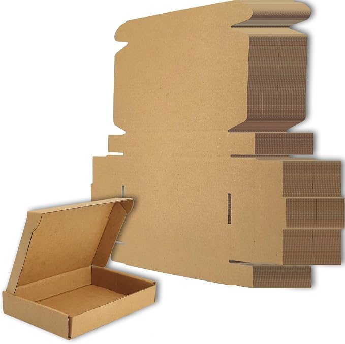 6x4x1 Shipping Boxes Set of 50, Brown Mailer Corrugated Cardboard Box | for Packaging, Literature, Packing, Mailing, Storage, Small Business, Moving, Gift, Supplies, Quick Fold, Tab Locking