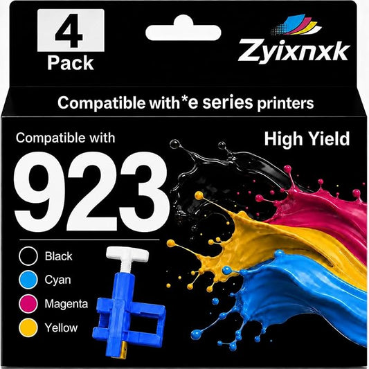 923 Ink Cartridges Combo Pack Replacement for HP 923 Ink Cartridges HP923 | Work with HP OfficeJet Pro 8130e 8125e 8135e 8138e 8139e 8120e Printer Without Chip for 923 Ink Cartridges for HP Printers 4P
