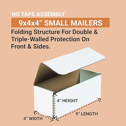 BOX USA Shipping Boxes Small 9"L x 4"W x 4"H 50-Pack - Corrugated Cardboard Box for Shipping, Mailing, Packing, Packaging and Storage
