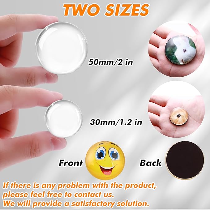 Aertiavty 24 Pcs Fridge Magnets Making Kit, 2 Inch Glass Magnets for Refrigerator, Locker, Whiteboard, Office, Kitchen, Decorative Magnet (12 Round Magnet+12 Glass+Clear Adhesive Dots)