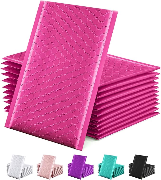 GSSUSA 100 Pack Bubble Mailer 6x10 Inches Padded Mailers Usable Size 6X9" Bubble Envelopes Small Envelope Bags Shipping Bag Bulk Pack Self Seal Package Packing Business Supplies, Pink