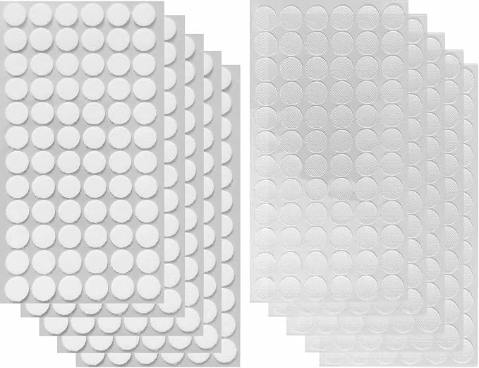 Self Adhesive Dots, Strong Adhesive 1000pcs (500 Pairs) 0.59" Diameter Sticky Nylon Dots, Hook & Loop Dots with Waterproof Sticky Glue Tapes, Suitable for Classroom, Office, Home (Translucent)