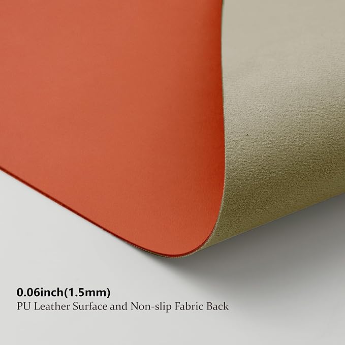 Leather Desk Mat - Small Non-Slip PU Desk Pad for Office and Home - Desk Organization and Accessories - Ideal for Large Mouse Pad and Small Desk Mats on Top of Desks (Orange,23.6"x 13.8")