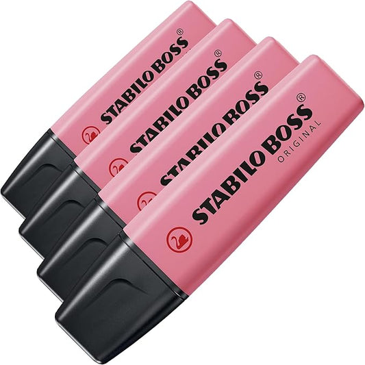 STABILO BOSS Original Pastel Highlighter, Cherry Blossom Pink,5mm,70/150 (Pack of 4)