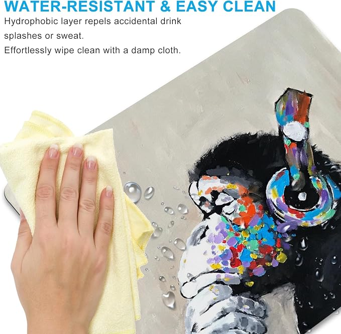 Gorilla Oil Painting Mouse Pad, Non-Slip Small Computer Mousepad | Personalized mousepad with colorful chimpanzee music artwork. Premium smooth fabric surface, 3mm cushion & rubber base.