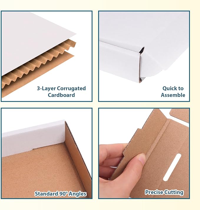Small Shipping Boxes 7x6x2, Set of 25, White Corrugated Cardboard Box Mailer (YD762-25W)