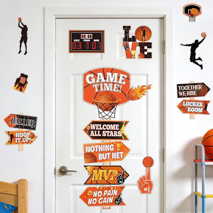 33Pcs Basketball Bulletin Board Decoration, Basketball Theme Bulletin Boarders Game Time March Sports Cutouts Madness Decorations for School Classroom Game Party Supply