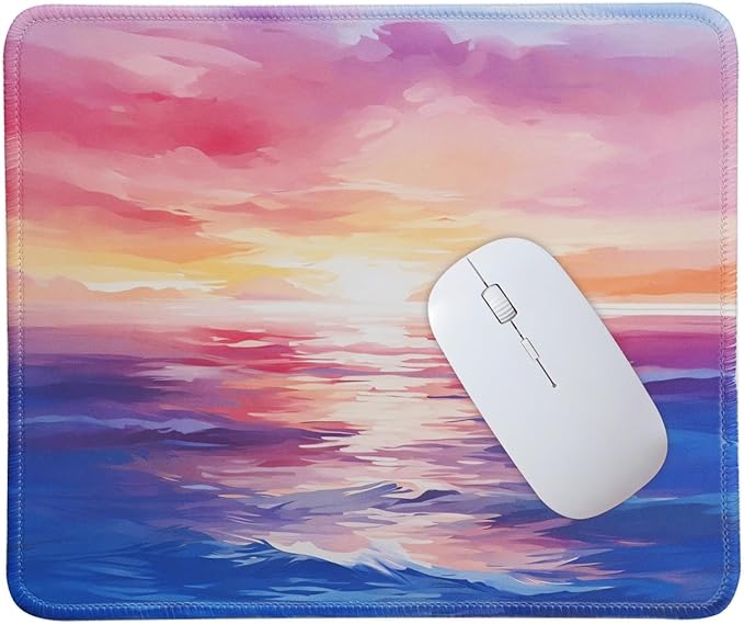 Mouse Pad for Desk with Stitched Edge, Premium Cute Washable Mouse Pads. Computer Mousepad with Non-Slip Rubber Base, Mousepads for Laptop, 9.25x7.75x0.12 inch (Sunset Glow)