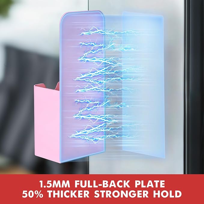 BEYGORM Magnetic Pen Holder for Refrigerator, Pencil Cup Organizer (Pink) | Upgraded 1.5mm thick magnetic backing for whiteboards, lockers & fridge; 4 Pcs dry erase marker holder for classroom & office