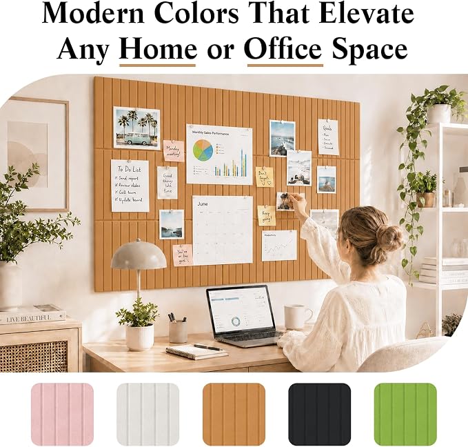 48" x 36" Large Felt Bulletin Board, Bold-Stripe 12-Pack Cork Boards | Fabric Bulletin Board with 60 Adhesive Tabs, 50 Pushpins, Felt Wall Tiles for Office Push Pin Board Felt Board, Creamy Coffee | Fabric Bulletin Board with 60 Adhesive Tabs, 50 Pushp...