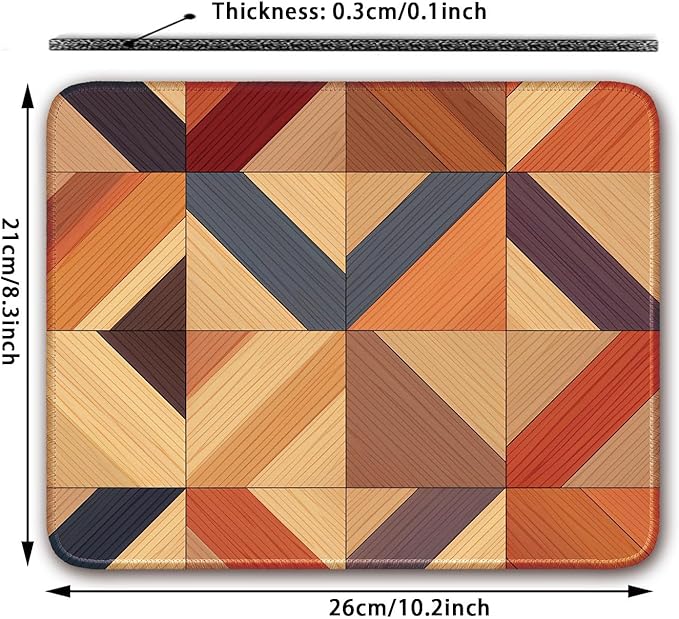 Imitation Wooden Tile Pattern, Brown Aesthetic Computer Mouse Pad, 26x21cm