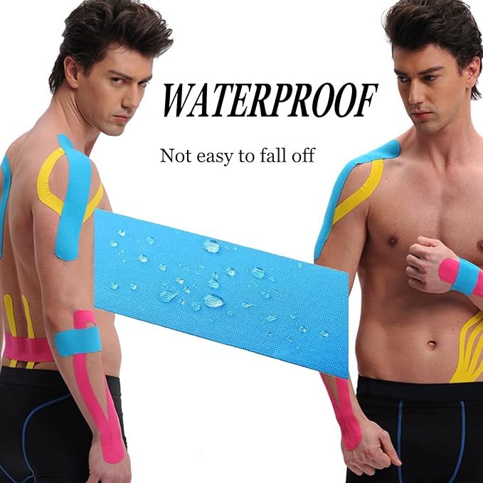 Kinesiology Tape Pro Athletic Sports (3 Rolls,60 Precut Strips) Waterproof Breathable Latex Free Tape for Ankle Wrists Knees Elastic Running Tennis Swimming Football Sports Activities Tapes(Pink)…
