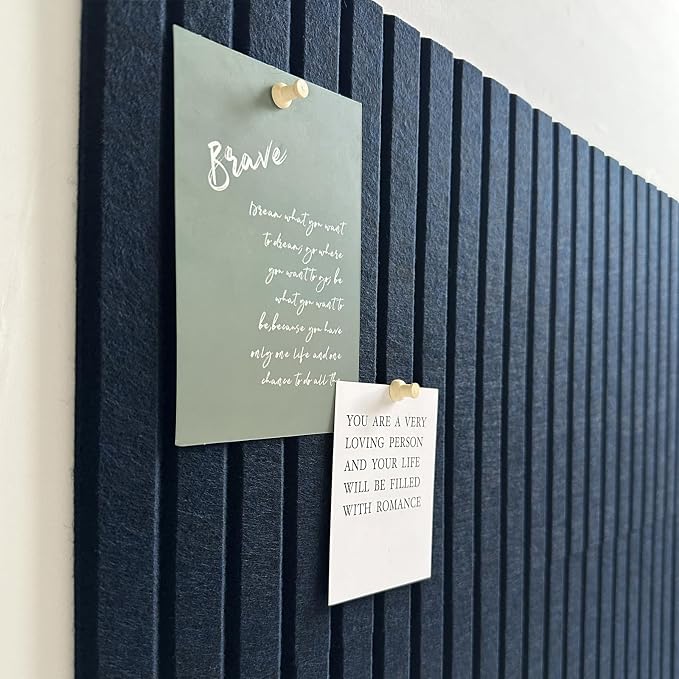Large Felt Bulletin Board 48" x 24", Dark Blue | 8 Pack Felt Tiles, 40 Adhesive Tabs, Cork Board Alternative for Walls, Push Pin Board for Home Office Decor