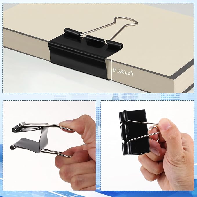 Jetec 100 Pcs Extra Large Binder Clips Bulk 2 Inch Metal Jumbo Binder Clips Office Supplies Black Paper Clamps for Teachers Students Office Business Supplies