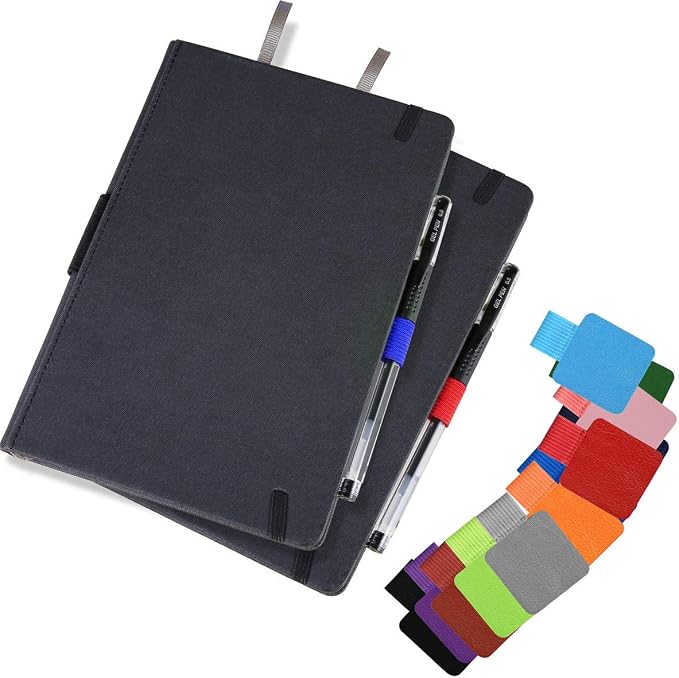 SLSON 12 Pack Notebook Pen Loop Holder Self-Adhesive Pen Holder Pencil Holders Elastic Loop Designed for Notebooks Journals Calendars (12 Colors)