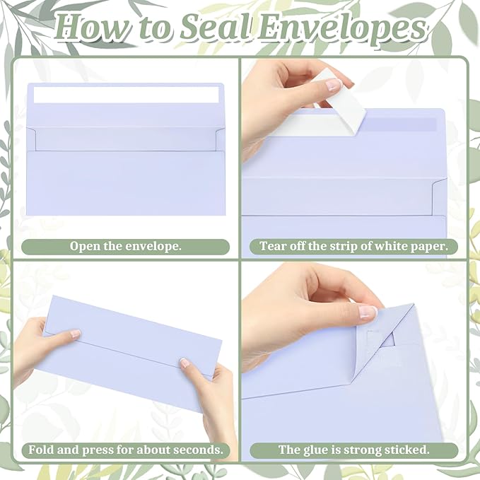 Mulbozy 200 Pcs #10 Business Envelopes, Self Seal Standard Envelopes, Windowless Business Mailing Envelopes for Office Checks Letters Invoices Statements, Size 4-1/8 x 9-1/2 inch (Light Purple)