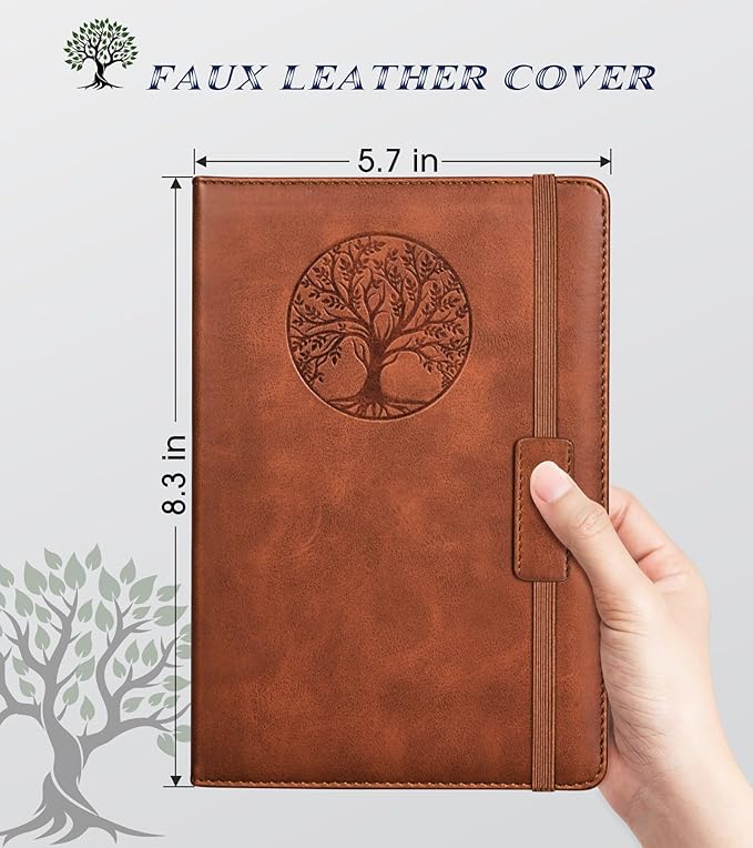Graph Paper Notebook Journal for Women Men,140 Pages Hardcover Grid Notebooks for Work & School,Leather Journals for Writing, Graphing Paper Notebook 5.7"×8.3" (Brown)
