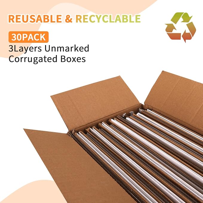 Rempry White 12x12x6 Shipping Boxes Set of 15, Corrugated Cardboard Box for Mailing, Packaging Small Business, Kraft Mailer Gift Boxes