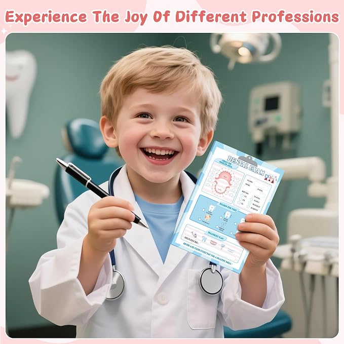 TICIAGA Kids Pretend Play Notepads - 10PCS 4 x 6 Inch Playtime Pad Included Restaurant Police Vet Doctor Visit Coffee Salon Notepad 30 Pages Pretend Notebook Imaginative Role for Toddler Kid Play Game