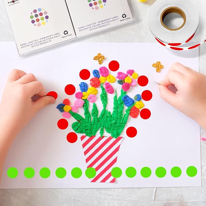 PARLAIM 1/2" Circle Dot Stickers 2 Rolls Pack 2000 Color Coded Labels for Home Commerce Business, Red + Light Green