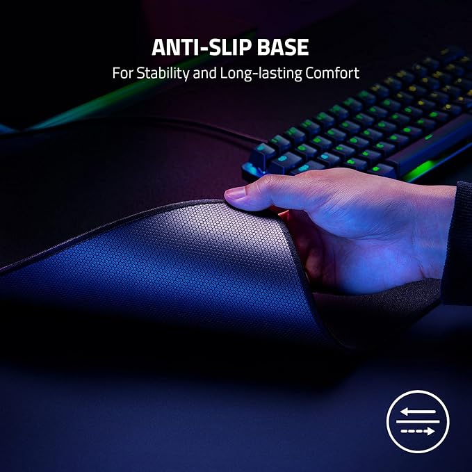 Razer Strider Hybrid Mouse Mat with a Soft Base & Smooth Glide: Firm Gliding Surface - Anti-Slip Base - Rollable & Portable - Anti-Fraying Stitched Edges - Water-Resistant - XXLarge