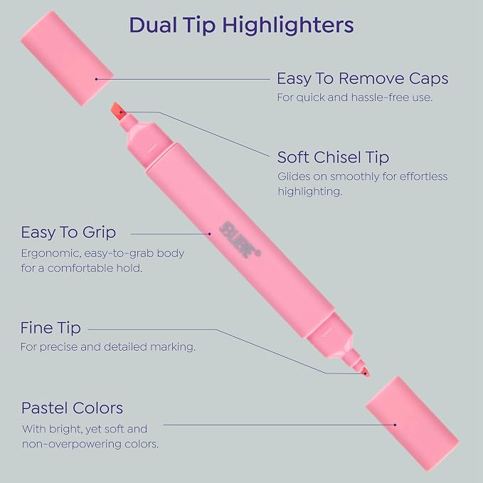 BLIEVE Bible Highlighters No Bleed Through, Pastel Colors, Dual Tip, 8 Pack | Aesthetic Cute Highlighters, Chisel Tip & Fine Point For Bible & Journaling, Back To School Supplies