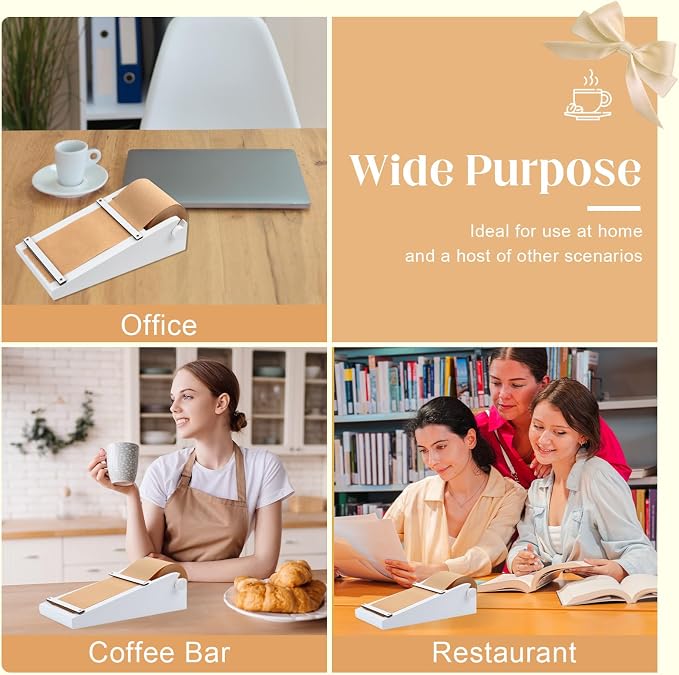 Desktop Note Paper Roll Dispenser with 98ft Note Taking Roller Wooden Kraft Paper Roll Holder Fit 3x2.75 Inch Sticky Note Roll Tearable Cutter Grocery List Roll Paper Holder for to-Do Lists