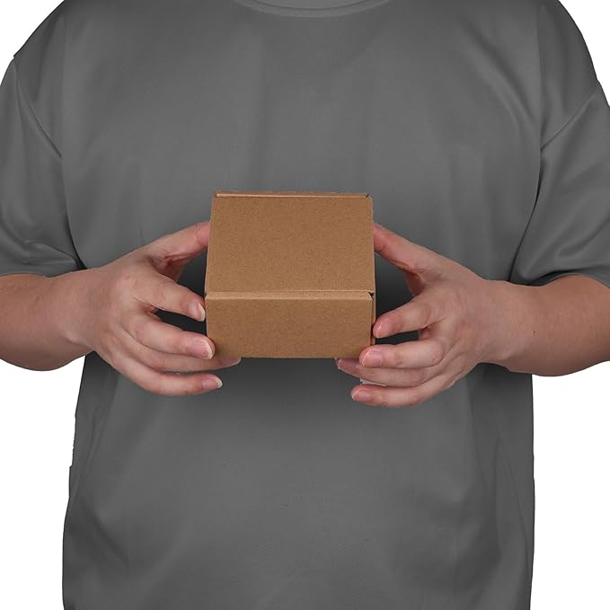 4x4x2 Shipping Boxes Set of 6, Small Cardboard Boxes for Packaging, Brown Mailing for Small Business