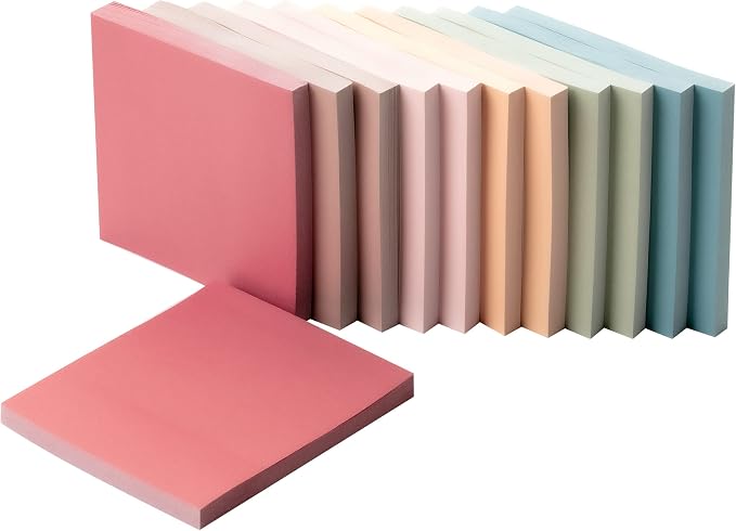 Mr. Pen- Sticky Notes, 3"x3", 12 Pads, 600 Sheets, Vintage Colors | Sticky Notes Bulk, Self-Stick Note Pads, Perfect for Office, School, Home, Study & Organization