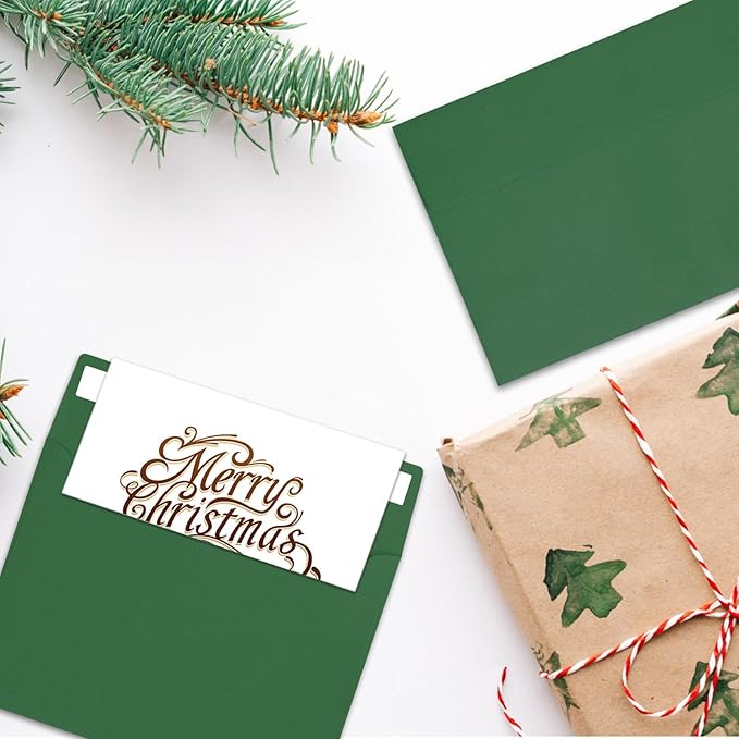 50pcs packed green Envelopes,A4Envelopes, printable invitation envelopes,4x6 envelopes, suitable for weddings, invitations, photos, postcards, greeting cards, mailings