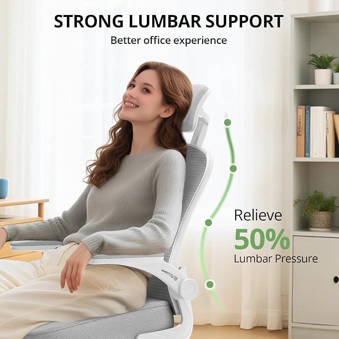 Office Chair|330LBS Capacity Ergonomic Desk Chair | High Back Computer Chair,Long Hours Comfortable,Rolling Swivel,Flip-up Armrests,Home Office