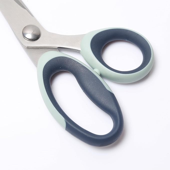 8.5" Multipurpose Heavy Duty Sharp Scissors, Blue With Cover | Soft Grip Handle, Suitable for Households, Offices and Arts and Crafts, Leather Protective Cover